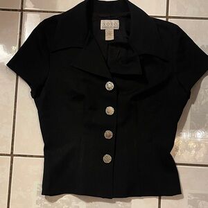 Vintage XOXO Elegant Black Blazer with Silver Accents